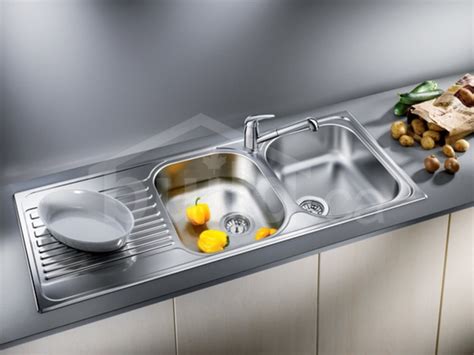 401654 : Blanco Tipo 8 S Drop-In Kitchen Sink with Left Drainboard, 2 Bowls, Stainless Steel ...