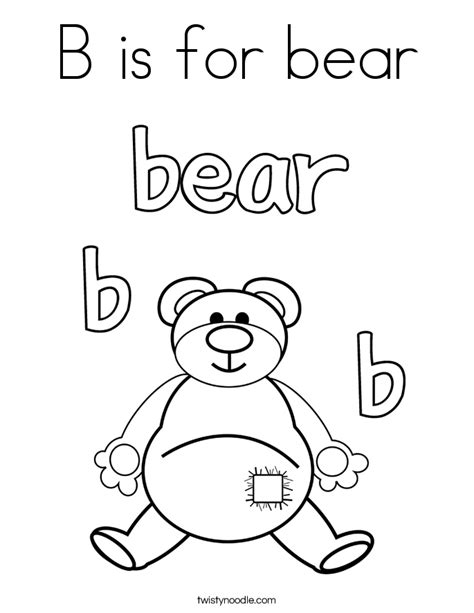 B is for bear Coloring Page - Twisty Noodle