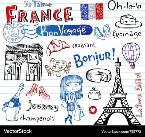 Symbols of france Royalty Free Vector Image - VectorStock