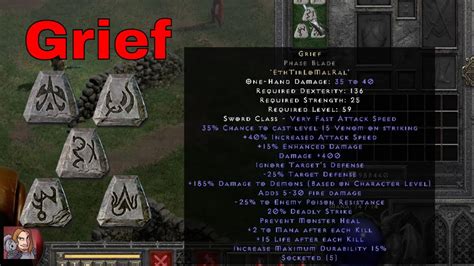 Diablo II Resurrected Rune Words - Grief (Eth Tir Lo Mal Ral) - YouTube