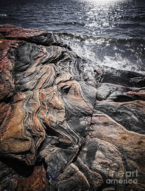 Rock formations at Georgian Bay Photograph by Elena Elisseeva