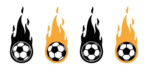 football soccer ball fire vector icon logo sport cartoon character ...