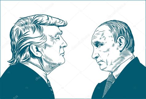 Donald Trump Vladimir Putin Vector Portrait Drawing Illustration January 2018 — Stock Vector ...