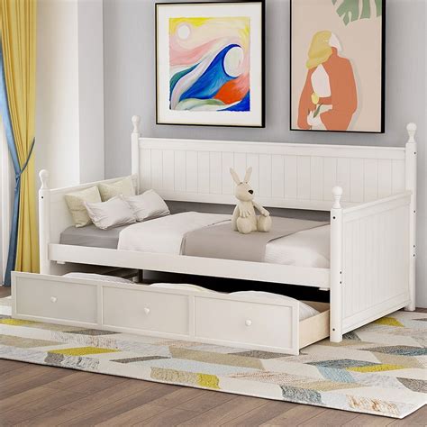 Veryke Wood Daybed with Three Storage Drawers, Twin Size Day Bed Sofa ...