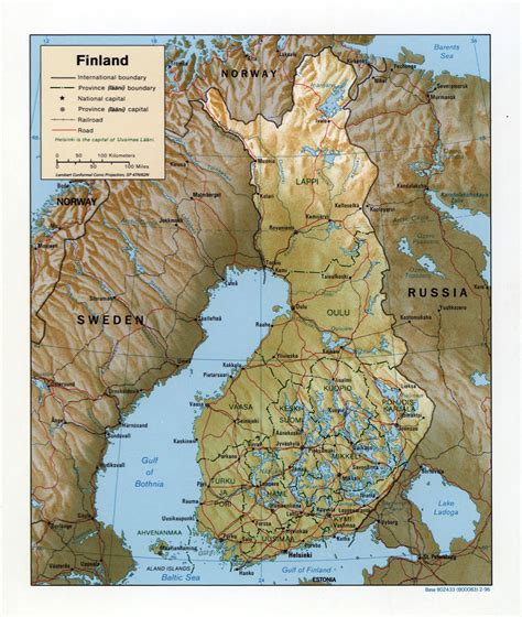 Large detailed political and administrative map of Finland with relief ...