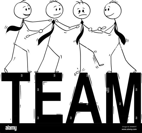 Cartoon of Team Business People Helping Each Other to Stand on Big Word Team Stock Vector Image ...