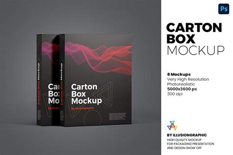 Carton Box Mockup - 8 Views - Design Cuts