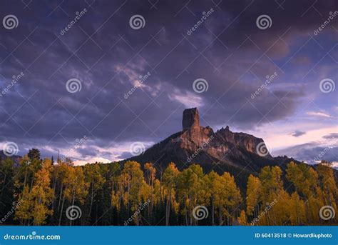 Chimney Rock Sunset Aspen Trees Fall Color Stock Photos - Free ...