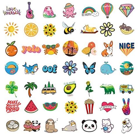 100 PCS Water Bottle Stickers, Cute Vsco Waterproof Laptop Vinyl Hydroflask Stickers Computer ...