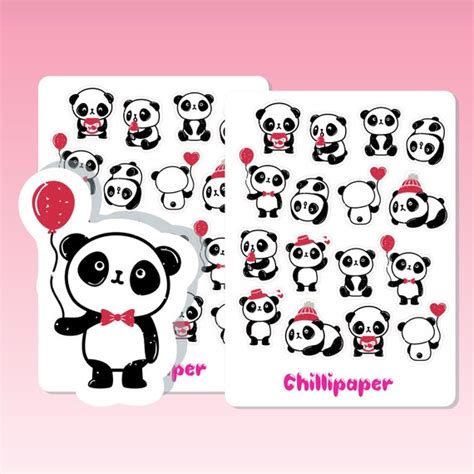 Kawaii Panda Stickers Cute Panda Stickers Kawaii Stickers | Etsy