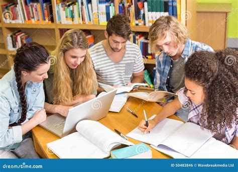 College Students Doing Homework in Library Stock Photo - Image of college, length: 50483846