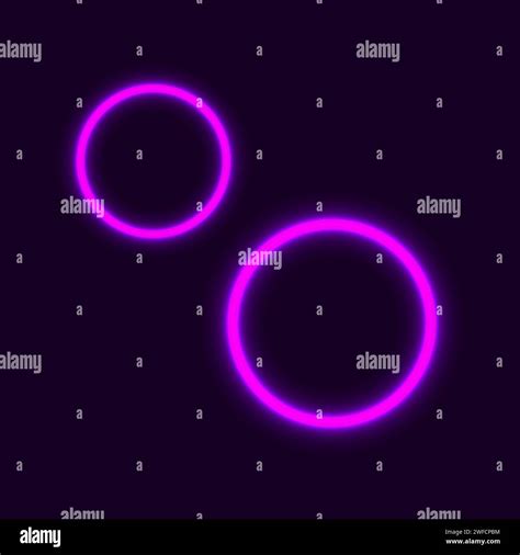 Pink purple neon circles. Digital space. Circular frame. Abstract circle light effect background ...