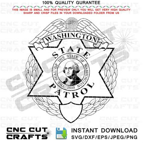 Washington State Patrol Vector Badge With Eagle, Custom Editable Badge ...