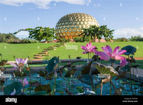 AUROVILLE, INDIA - September 2018: The Matrimandir Gardens and the Park of Unity Stock Photo - Alamy