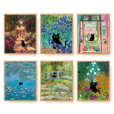 Funny Black Cat Wall Art Prints Canvas Artwork Cat Lover - Temu Australia