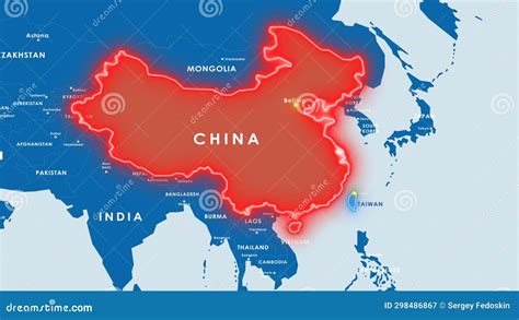 Map of China and Taiwan. Possible Crisis in Relationships Stock Image ...