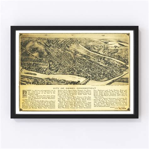 Vintage Map of Derby, Connecticut 1920 by Ted's Vintage Art