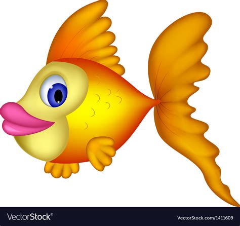 Cute yellow fish cartoon Royalty Free Vector Image