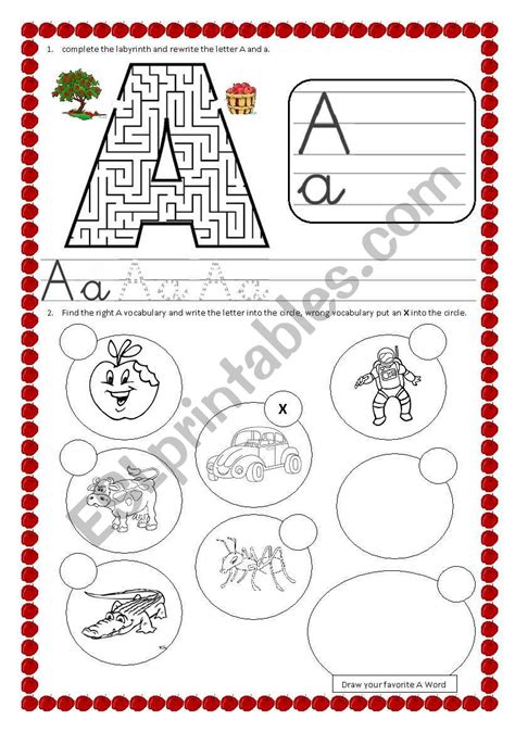 Printable Letter Aa Worksheets