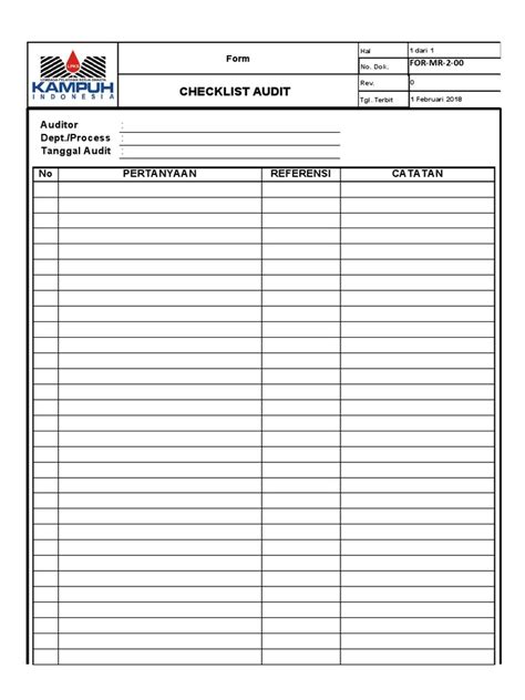 Checklist Audit Internal | PDF