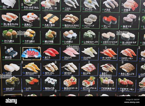 Sushi menu in Tokyo, Japan Stock Photo - Alamy