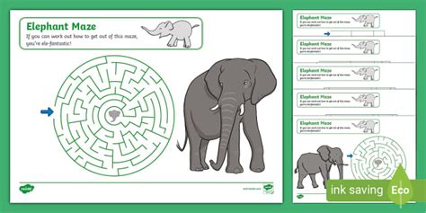 FREE! - Elephant Maze Activity Worksheets (teacher made)