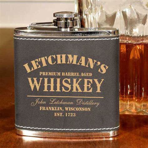 Personalized Leather Wrapped Whiskey Flask - All Gifts Considered