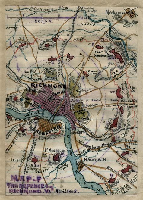 Vintage Richmond Virginia Civil War Map - 1865 Drawing by CartographyAssociates - Fine Art America