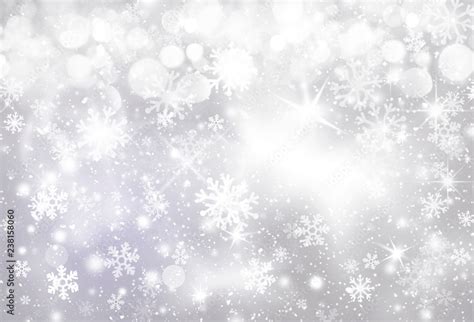 Christmas silver winter background, snow, white snowflakes, bokeh, gray, white, glitter, new ...