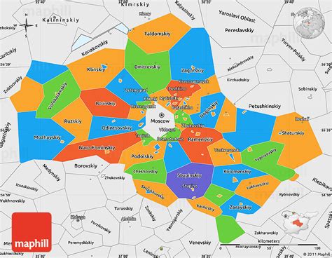 Political Simple Map of Moscow Oblast, single color outside, borders and labels