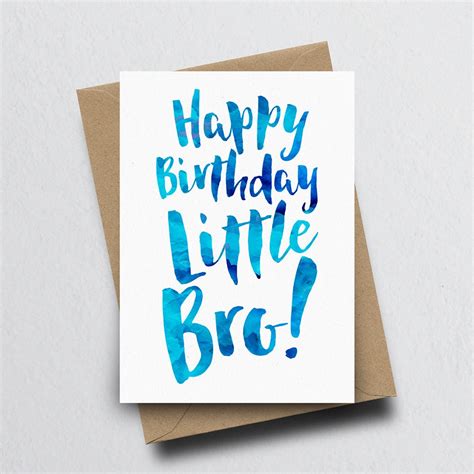 Happy Birthday Little Bro Greeting Card Brother Birthday Card, Little Brother Card, Birthday ...