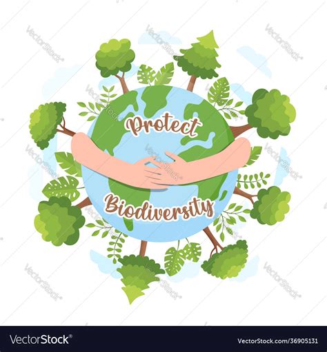 Protect biodiversity green hands hugging earth Vector Image