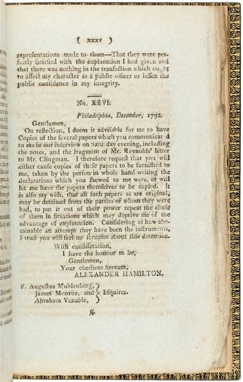 The Reynolds Pamphlet by Alexander Hamilton 1797 : Lot 205