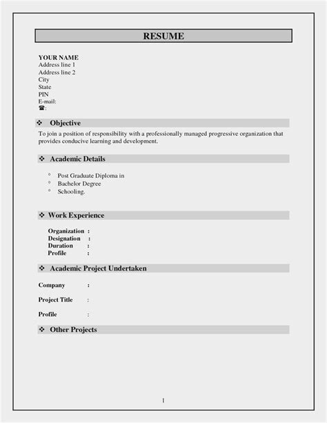 Blank Resume format Pdf Free Download in 2020 | Cv template download, Resume template word ...