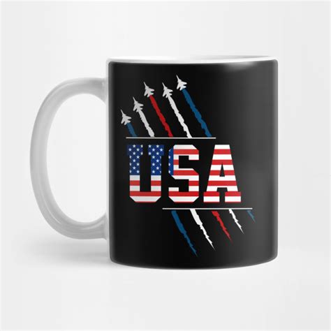 USA American Flag Fighter Jet Air Show 4th Of July Patriotic - Jet Air Show - Mug | TeePublic