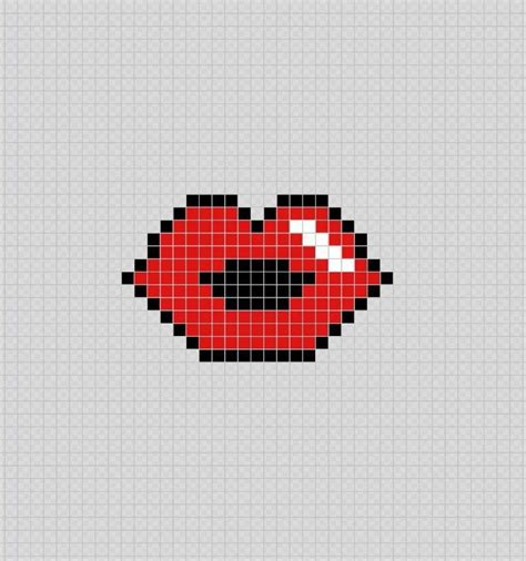 Lippen - Mund, Labios - Boca ~ Pixel Art Patterns in 2020 | Basteln bügelperlen, Kreuzstich, Lippen