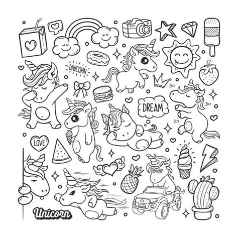 Premium Vector | Unicorns hand drawn doodle color | Doodle coloring ...