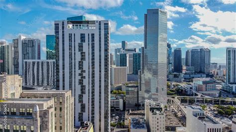 Aerial Photos of the Skyline in Downtown Miami Stock Photo | Adobe Stock