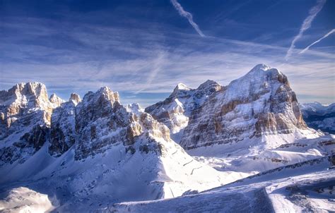 Wallpaper snow, mountains, tops, Italy, The Dolomites images for desktop, section природа - download