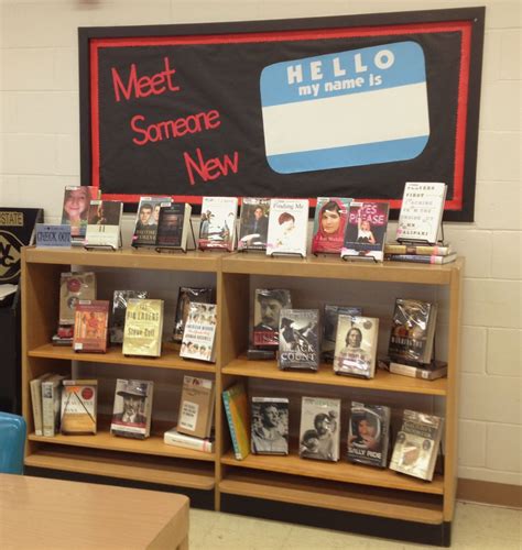 "Meet Someone New" - Library Book Display & Bulletin Board featuring ...