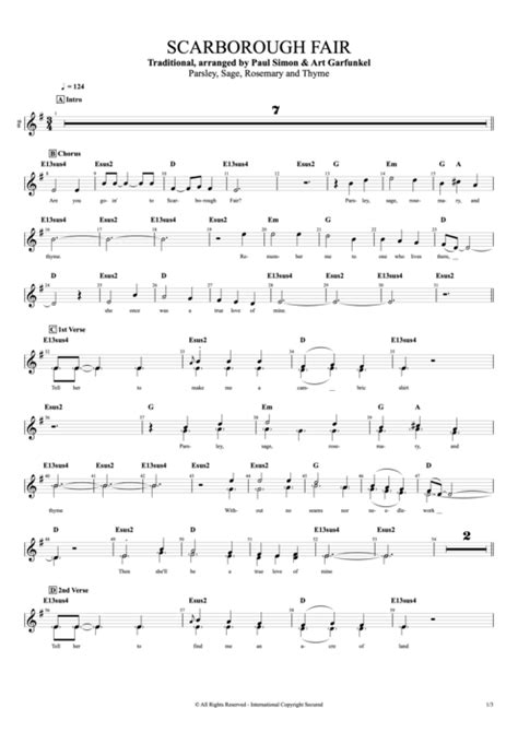 Scarborough Fair Tab by Simon & Garfunkel (Guitar Pro) - Full Score ...