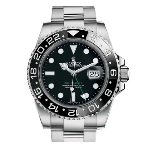 Rolex GMT Master II Black Index Dial Oyster Bracelet Steel Mens Watch ...