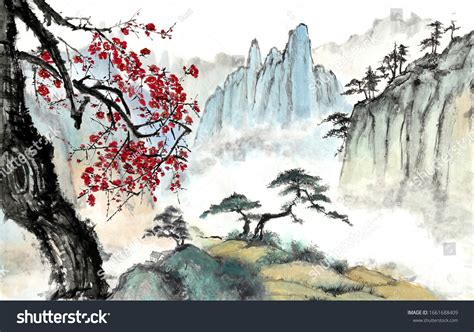 Chinese Painting Mountains