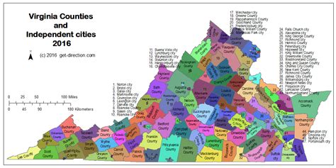 Map of Virginia Counties and Independent cities