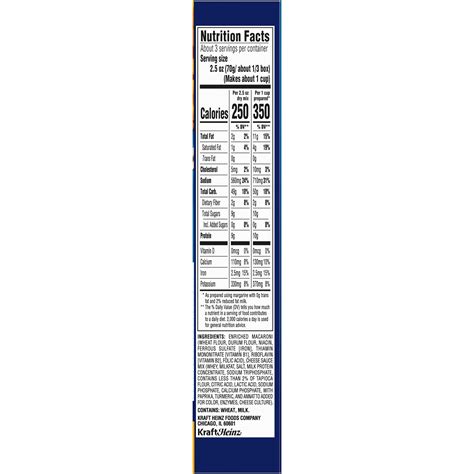 Kraft Macaroni And Cheese Nutrition Facts Label | Besto Blog