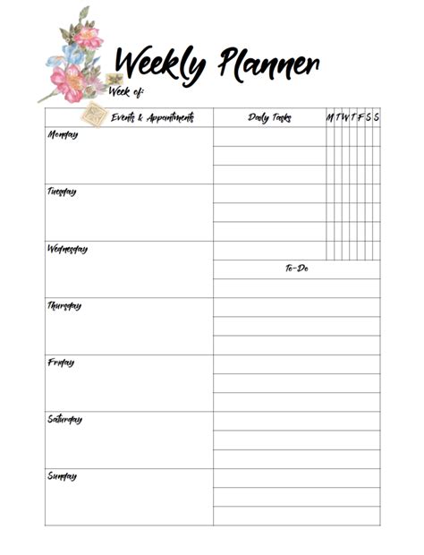 Free Printable Weekly Planners: Monday Start