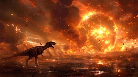 Premium Photo | The scene of dinosaur extinction due to a meteor impact ...