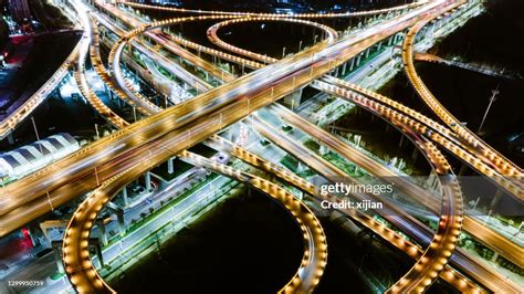 Aerial View City Overpass At Night High-Res Stock Photo - Getty Images