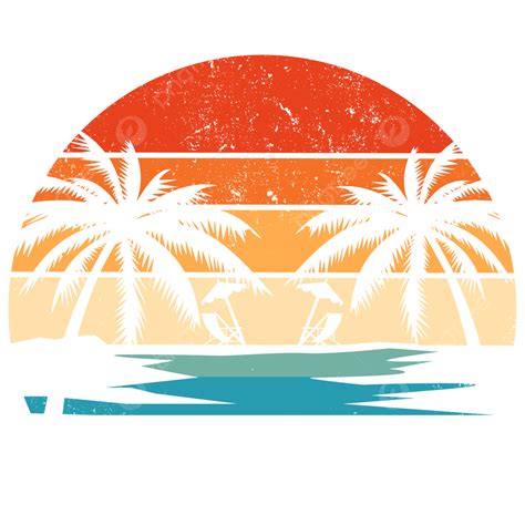 Vintage Retro Sunset Vacation, Vintage Retro, Sunset Vacation, Sunset PNG and Vector with ...