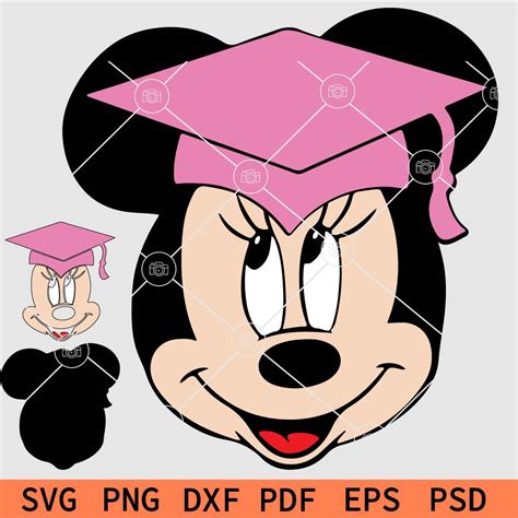 Minnie Graduation SVG, Minnie wearing Graduation Cap SVG, Girl Graduation svg, Minnie with ...